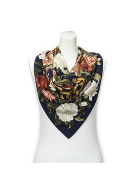 Chanel Scarf Navy Pink White Silk